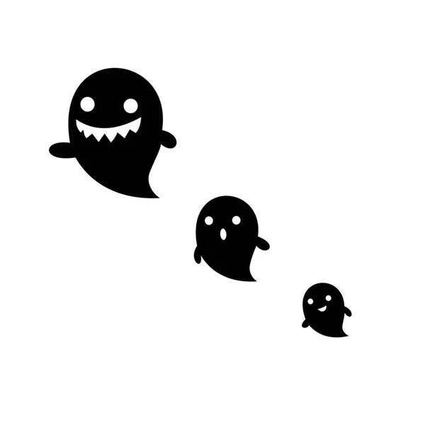 Schattig Spook Pictogram Halloween Ontwerp Zwart Geest Illustratie Vector — Stockvector