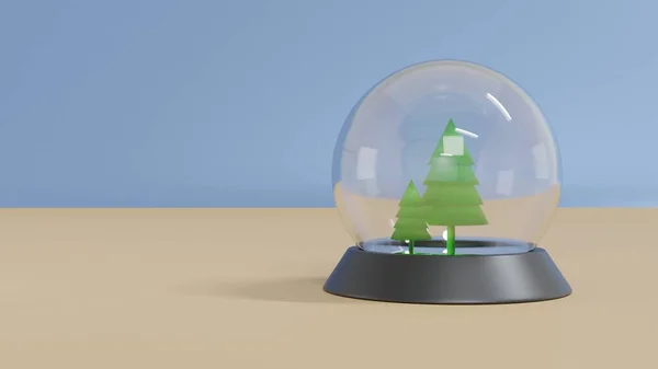 Snow Globe Christmas Tree Merry Christmas Happy New Year Winter — Stock Photo, Image