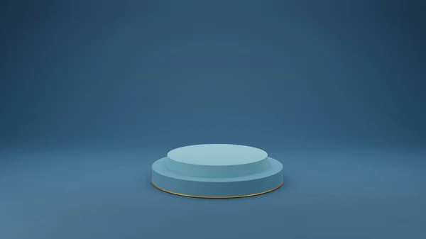 Töm Piedestaldisplay Blå Färgcylinder Abstrakt Render Med Kopieringsutrymme För Branding — Stockfoto