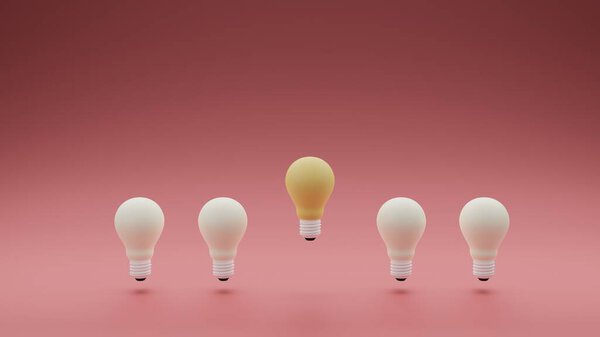 Illustration image of bright light bulb, concept of idea creating, 3D rendering