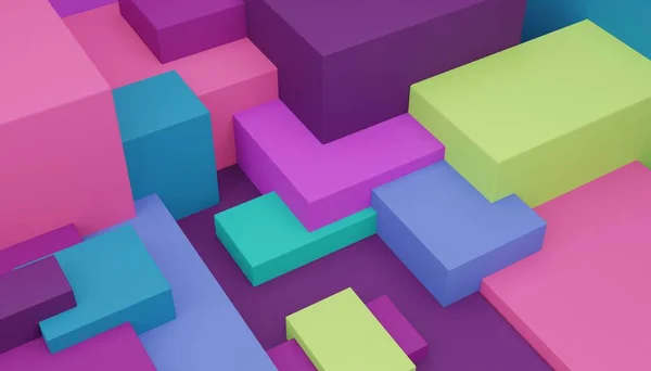 Abstrakter Mehrfarbiger Block Mit Geometrischem Hintergrund Darstellung — Stockfoto