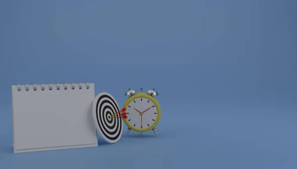 Dart Bullseye Com Calendário Relógio Conceito Gerenciamento Tempo Para Sucesso — Fotografia de Stock