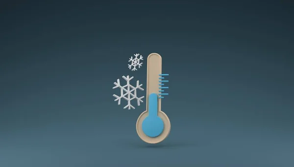 Minimal Thermometer Low Temperature Freezing Point Conceptual Rendering Illustration — Stock Photo, Image