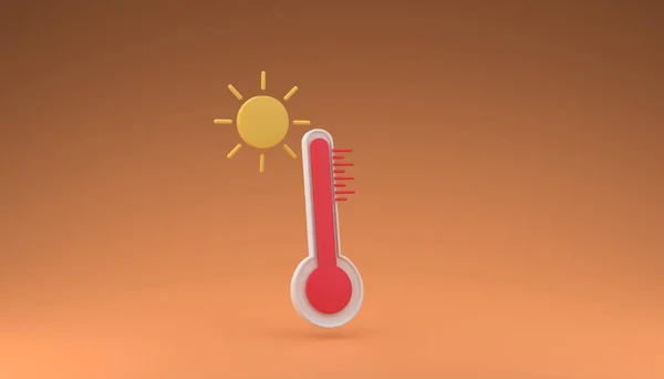 Termómetro Mínimo Con Ilustración Conceptual Del Calentamiento Global Alta Temperatura —  Fotos de Stock
