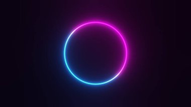 Dairesel gradyan parlak neon ışıklı çerçeve lazer ışını işareti 3 boyutlu çizim