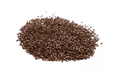 Keten tohumu koleksiyonu beyaza izole edildi.