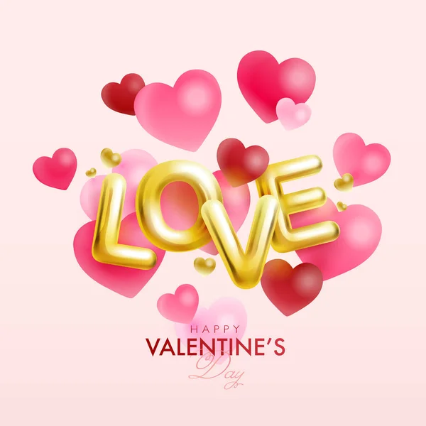 Happy Valentine Day Seasonal Marketing Design Square Banner Golden Love — стоковый вектор