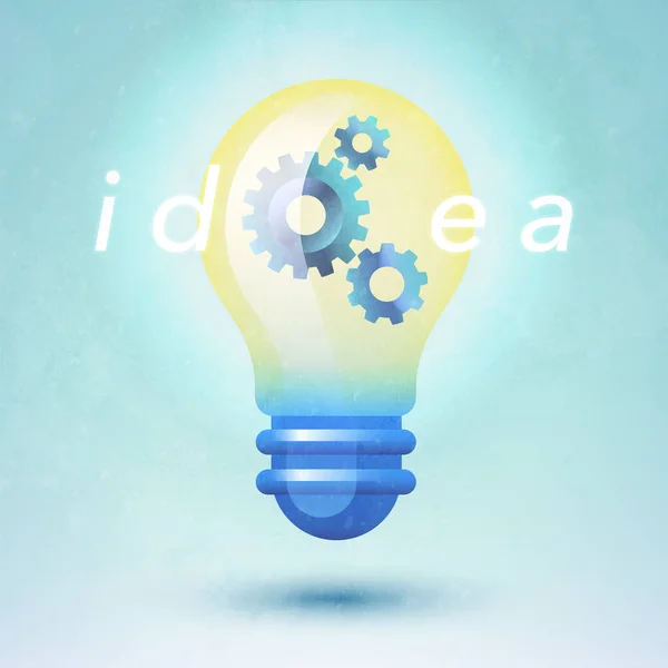 Idea Concept Vector Illustration Glowing Elevating Light Bulb Gears — Stock Vector