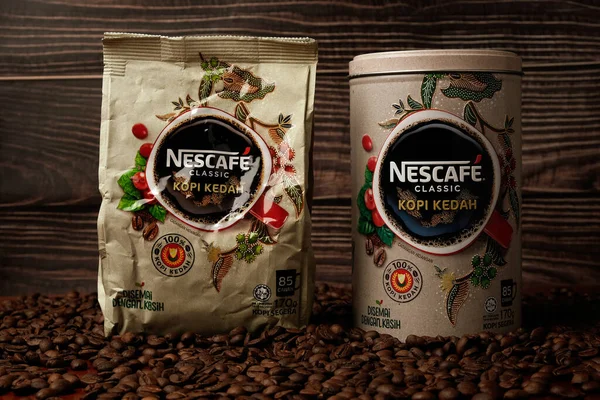 Специальная Упаковка Nescafe Classic Kedah Кофейном Зерне Издание Поможет Стимулировать — стоковое фото