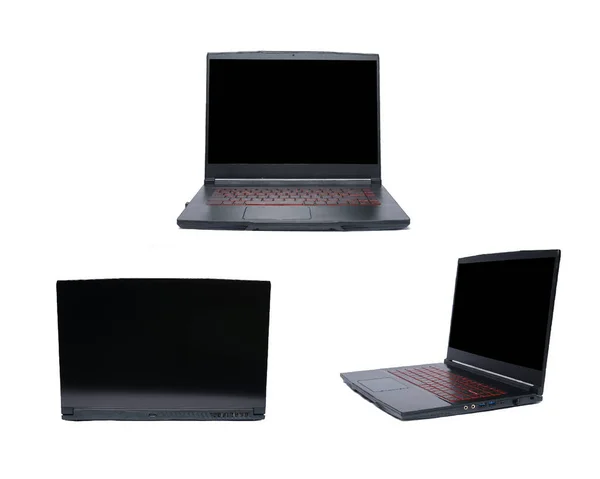 Ein Bild Eines Laptops Anderer Perspektive Auf Weißem Hintergrund Computer — Stockfoto