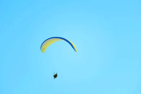 Flying paragliding  at Pamukkale  in the evening. It is a new attraction for Denizli after cotton castle.