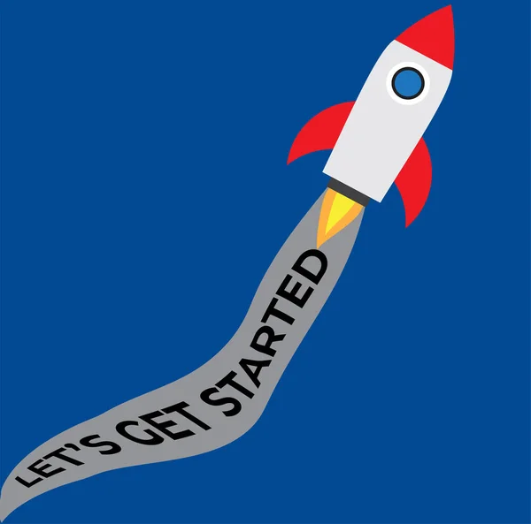 Illustration Rocket Flying Word Let Get Started New Project Business — Stock Photo, Image