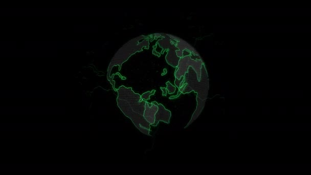 Une Animation Globe Lumineux Numérique Rotatif Utilisé Pour Introduction Monde — Video