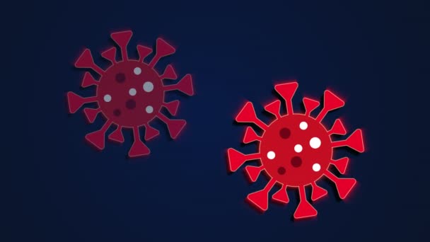 Eine Animation Des Coronavirus Mit Rotierendem Und Neonglühendem Effekt Vorsicht — Stockvideo