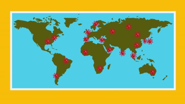 Uma Animação Mapa Mundo Muda Cor Verde Para Vermelho Depois — Vídeo de Stock