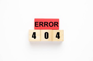 Tahta blok. Yazılı Hata 404. Sayfa bulunamadı olarak sembol