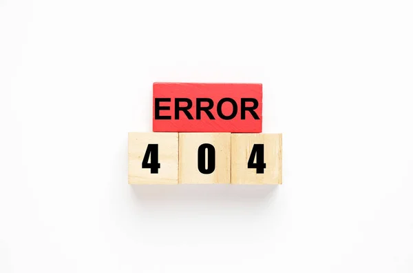 Bloque Madera Escrito Error 404 Símbolo Como Página Encontrada — Foto de Stock