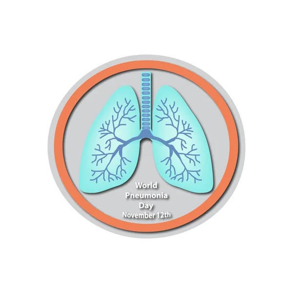11 月 12 日 - 世界肺炎デー。肺。Baner。インフォ グラフィック。孤立した背景のベクトル図 — ストックベクタ
