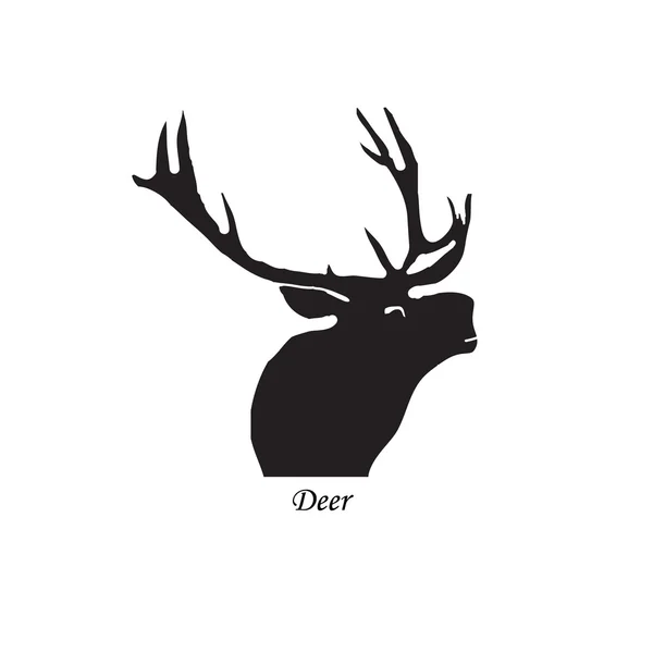 Silhouette nera di un cervo. Illustrazione vettoriale su sfondo isolato — Vettoriale Stock