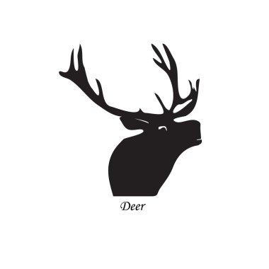 Siyah siluet bir geyik. Vektör illüstrasyon izole arka plan üzerinde