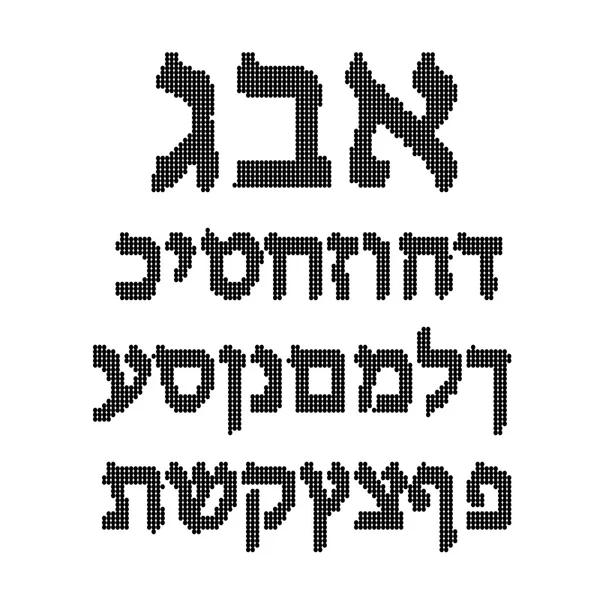 Schwarzes hebräisches Kreisalphabet. Schrift. Vektor-Illustration auf isoliertem Hintergrund — Stockvektor