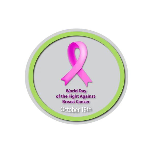 День против рака молочной железы - 19 октября. Рак розовой ленты. Млечный рак. Бэйнер. Векторная иллюстрация на изолированном фоне — стоковый вектор