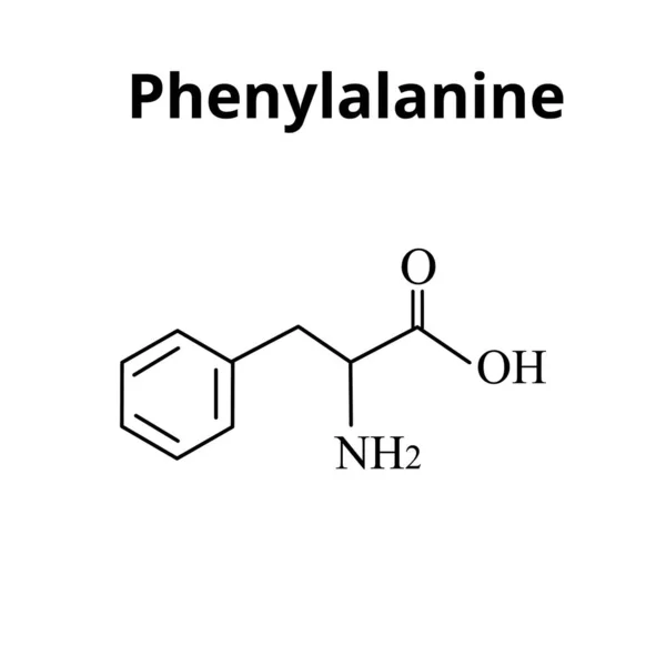 Fenylalanin je aminokyselina. Chemický molekulární vzorec Fenylalanin Aminokyselina. Vektorová ilustrace na izolovaném pozadí — Stockový vektor