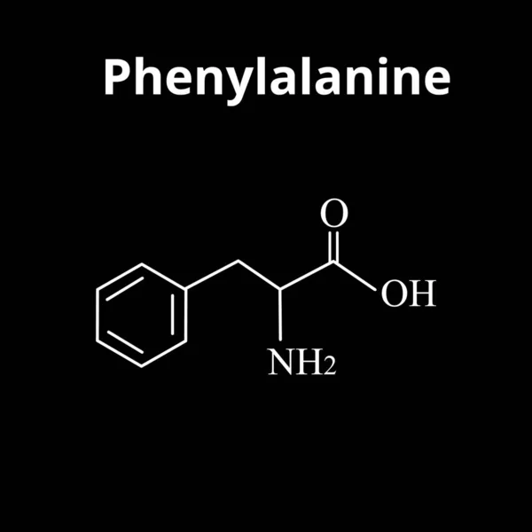 Fenylalanin är en aminosyra. Kemisk molekylär formel Fenylalanin aminosyra. Vektor illustration på isolerad bakgrund — Stock vektor