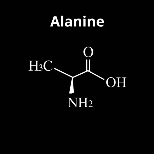 Alanin je aminokyselina. Chemický molekulární vzorec Alaninová aminokyselina. Vektorová ilustrace na izolovaném pozadí — Stockový vektor