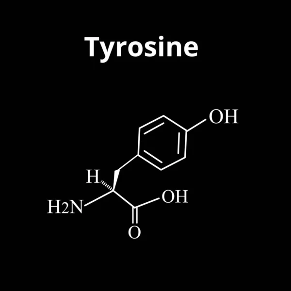 L'aminoacido tirosina. Formula molecolare chimica dell'aminoacido tirosin. Illustrazione vettoriale su sfondo isolato — Vettoriale Stock