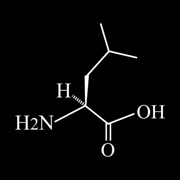 Aminosav Leucine. Kémiai molekuláris képlet aminosav leucin. Vektorillusztráció izolált háttérrel — Stock Vector