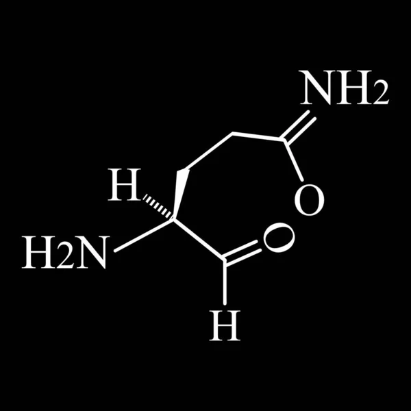 Het aminozuur Glutamine. Aminozuur glutamine chemische moleculaire formule. Vectorillustratie op geïsoleerde achtergrond — Stockvector
