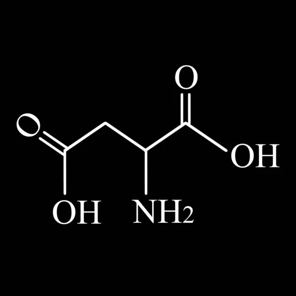 アセプティック酸はアミノ酸である。化学分子式アスパルト酸はアミノ酸です。孤立した背景のベクトル図 — ストックベクタ