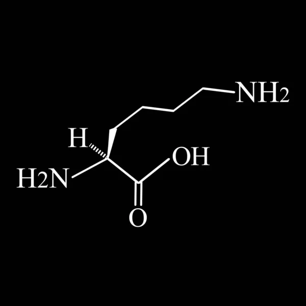 Lisina de aminoácido. Fórmula molecular química La lisina es un aminoácido. Ilustración vectorial sobre fondo aislado — Archivo Imágenes Vectoriales