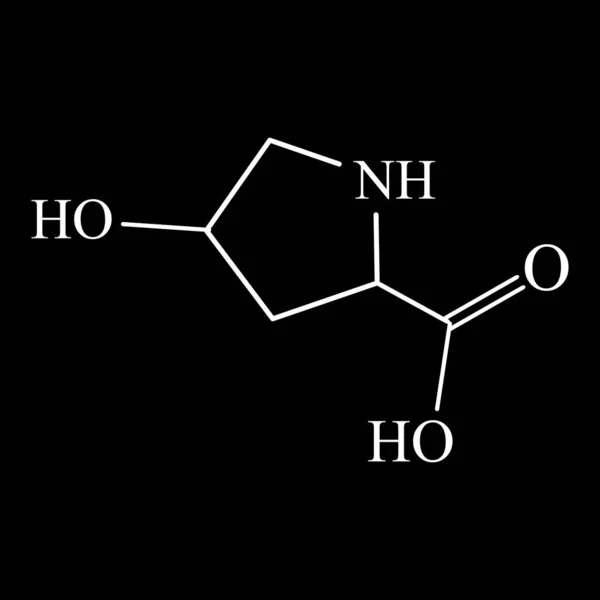 Υδροξυπρολίνη αμινοξέων. Χημικός μοριακός τύπος Υδροξυπρολίνη αμινοξύ. Εικονογράφηση διανύσματος σε απομονωμένο φόντο — Διανυσματικό Αρχείο