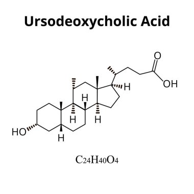 Ursodeoxycholic acid. Chemical molecular formula of bile acids. Vector illustration on isolated background clipart