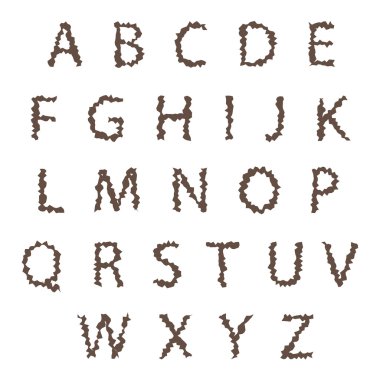 Beyaz bir arka plan üzerinde şık kahverengi yazı tipi