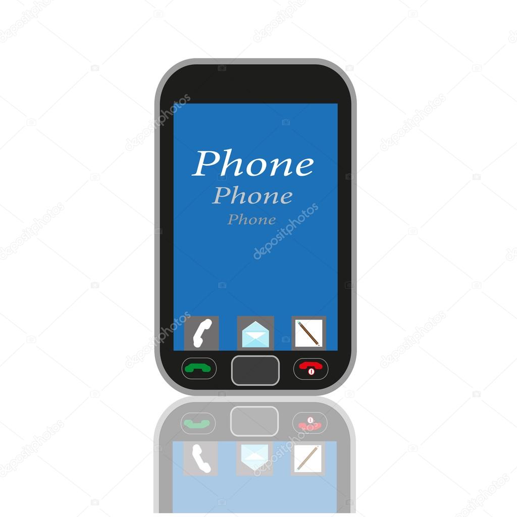 Mobile phone with blue screen on an isolated background