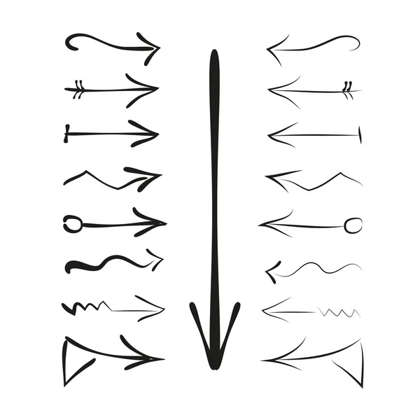 Um conjunto de setas caligráficas desenhadas à mão — Vetor de Stock