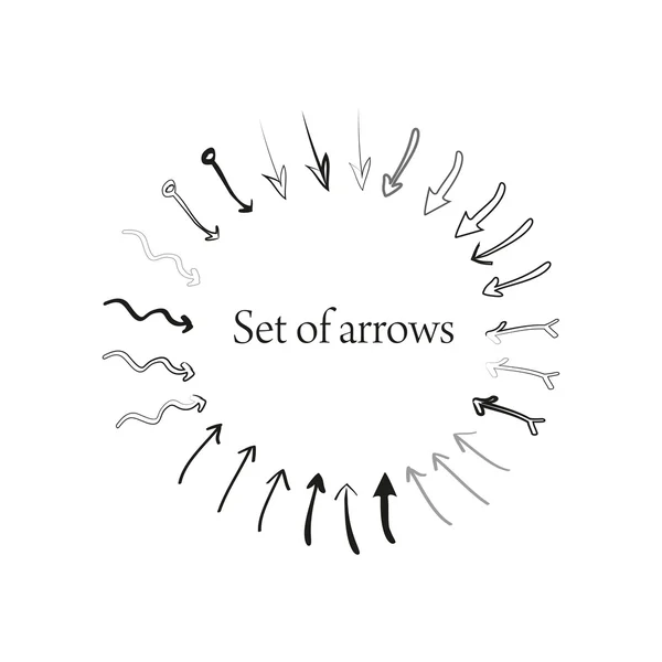 Set di frecce disegnate a mano diverse — Vettoriale Stock