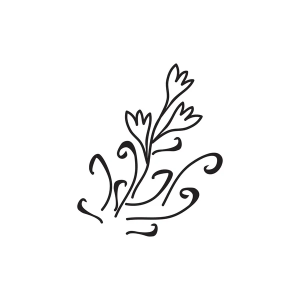 Svart siluett av blommor prydnad. vektor illustration — Stock vektor