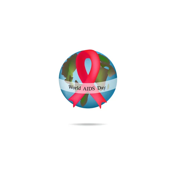 Día Mundial del SIDA. Globo con cinta roja. Ilustración vectorial — Vector de stock