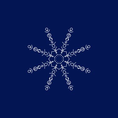 Mavi bir arka plan üzerinde kar tanesi. El çizmek. Vektör çizim