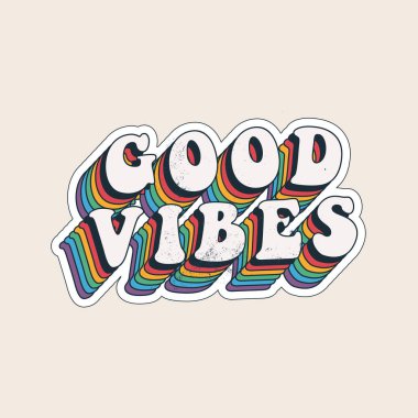 Good Vibes Retro Rainbow Vintage 60s 70s Bubble-free stickers