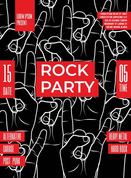 Rock Party Affisch Eller Flyer Design Mall Med Typografisk Komposition — Stock vektor