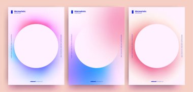 Broşür, kapak, afiş veya poster tasarımı için modaya uygun sıvı gradyan içeren soyut minimalist arkaplan koleksiyonu. Vektör illüstrasyonu