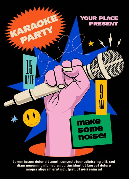Plakat Strony Karaoke Lub Ulotki Lub Szablon Baner Projekt Podniesioną — Wektor stockowy