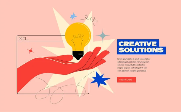 Soluzioni Creative Idee Web Banner Design Landing Page Modello Agenzia — Vettoriale Stock