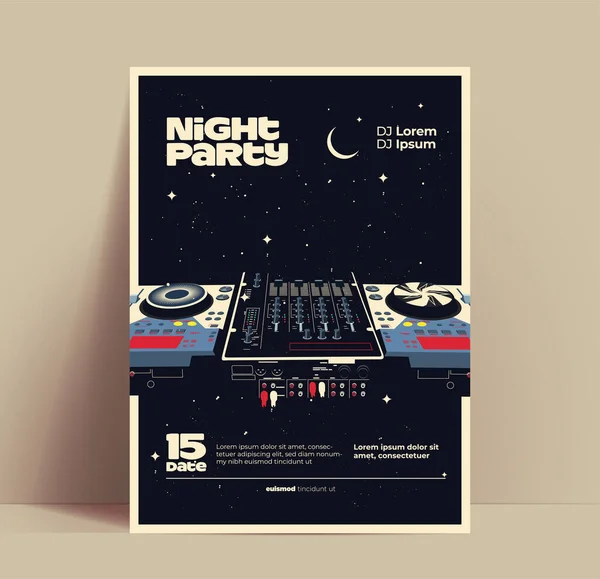 나이트 플래너 Night Music Party Flyer 포스터 Poster 플래그 디자인 — 스톡 벡터