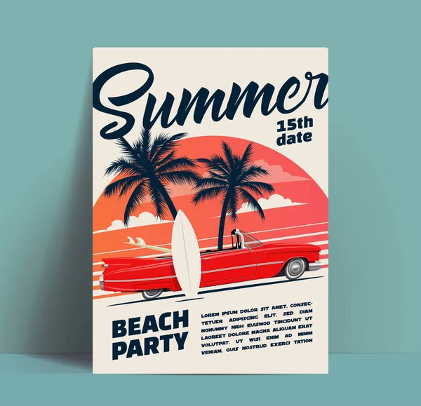 Sommar Beach Party Affisch Eller Flyer Eller Inbjudan Design Mall — Stock vektor